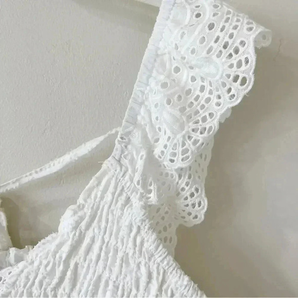 White Birch Black Label Flutter Sleeve Smocked Dress Size XL White EUC - Picture 10 of 15